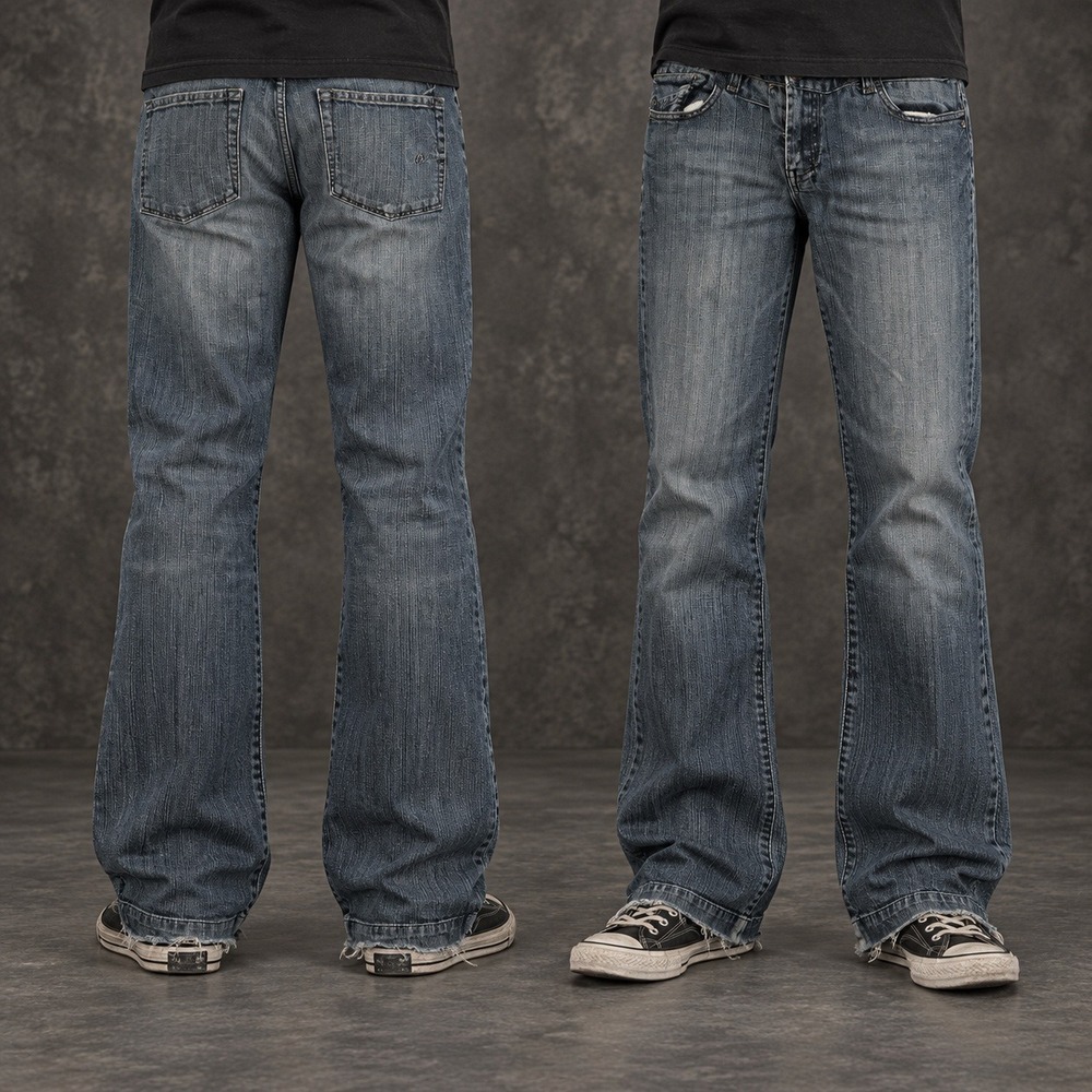 36x30 Blue Distressed Bootcut Flared Jeans Y2K 2000s
